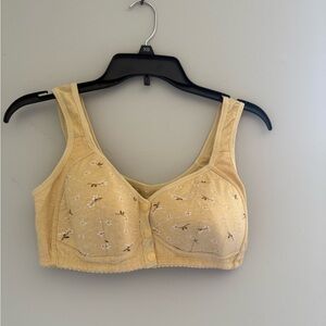 Cotton Comfort Front-Closure Floral Soft Cup Bra - Yellow